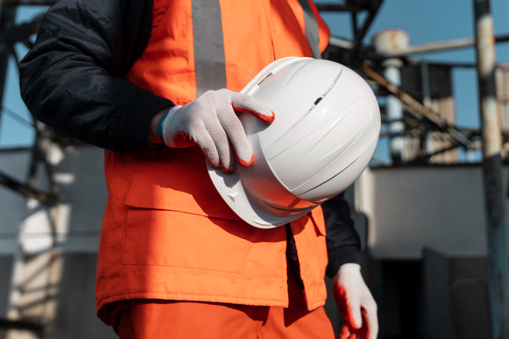 seguridad en la construccion con casco